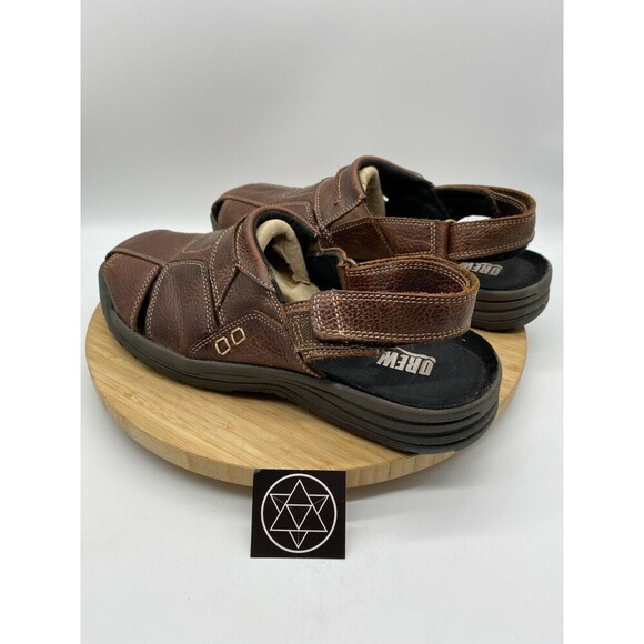 Drew Barcelona Brown Leather Fisherman Strap On Sandal Shoes Men's Size 13 W - Picture 5 of 12